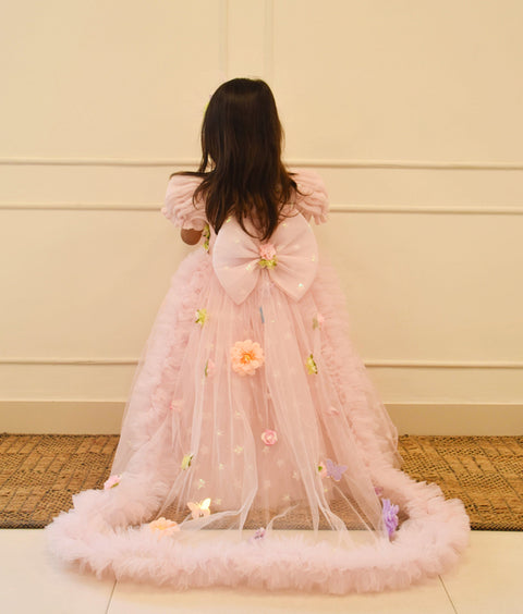 Pre-Order - Baby Pink Flower Gown for Girls