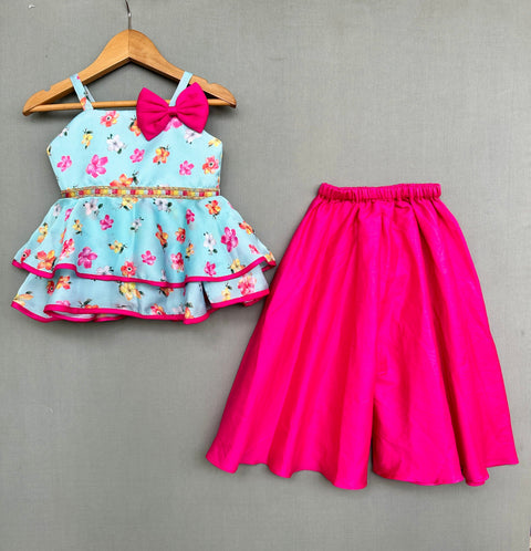 Pre-Order: Floral 2 layer Peplum Top with Palazzo