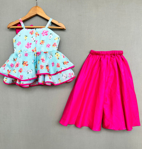 Pre-Order: Floral 2 layer Peplum Top with Palazzo