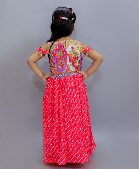 Pre-Order: Lehriya Floor Length Dress with Potli