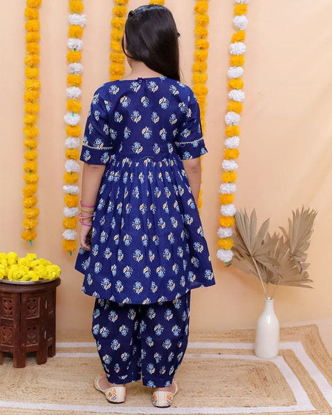 Blue All Over Printed Kurta with Salwar