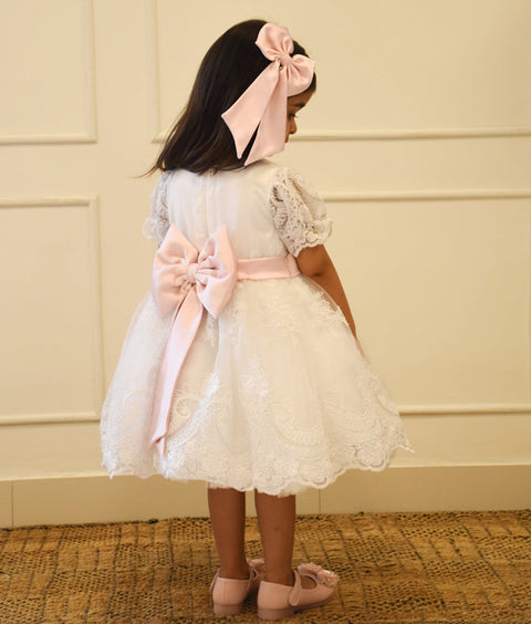 Pre-Order - Off white Lace Frock  for Girls