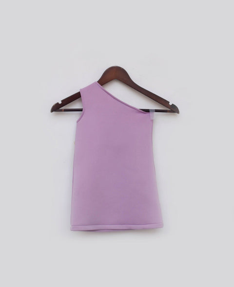 Pre Order: Purple Lycra Dress with Gold Shimmer Bow