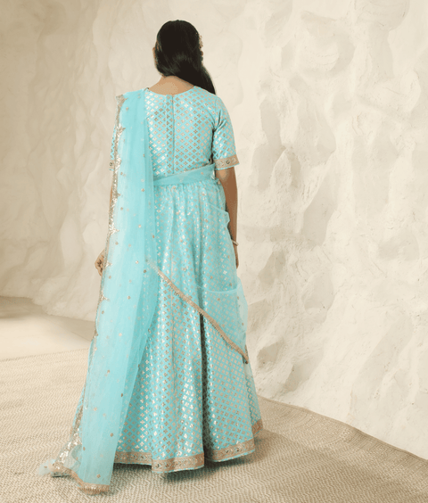 Pre-Order: Blue Chanderi Lehenga Choli