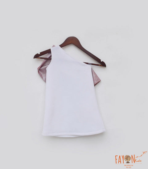 Pre Order: White Lycra Dress with Shimmer Bow