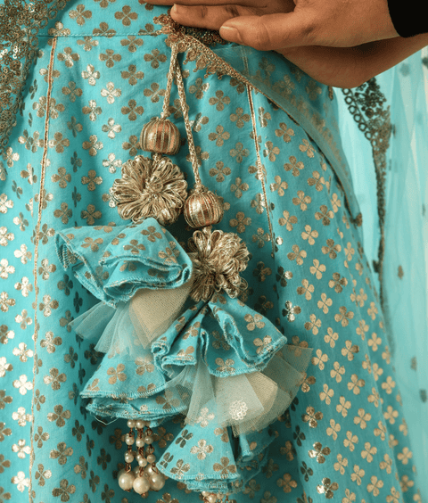 Pre-Order: Blue Chanderi Lehenga Choli