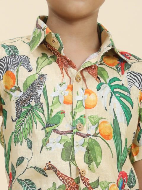 Pre-Order: African Forest Themed Printed Pure Linen  Premium Co-ords