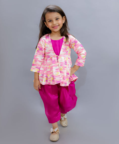 Pre-Order: Dhoti and crop top set with Silk Jacket