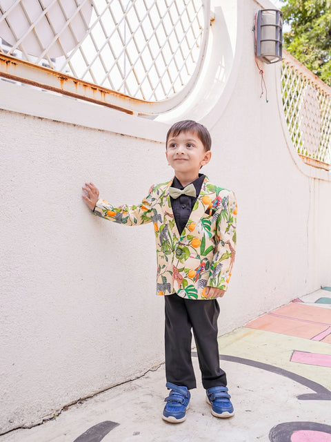 Pre-Order: African Forest Themed Printed Pure Linen Blazer Set