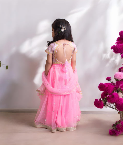Pre-Order: Lilac Brocade Choli with Lehenga