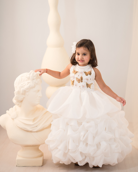 Pre-Order: Layered Golden Butterfly Gown