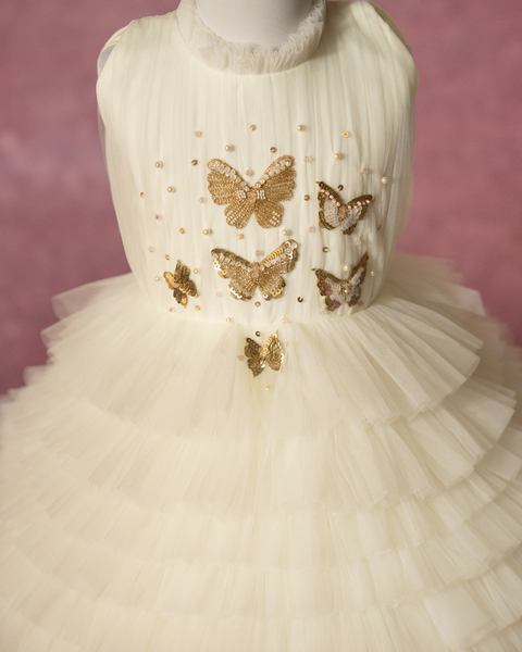 Pre-Order: Layered Butterfly Dress In Off-white