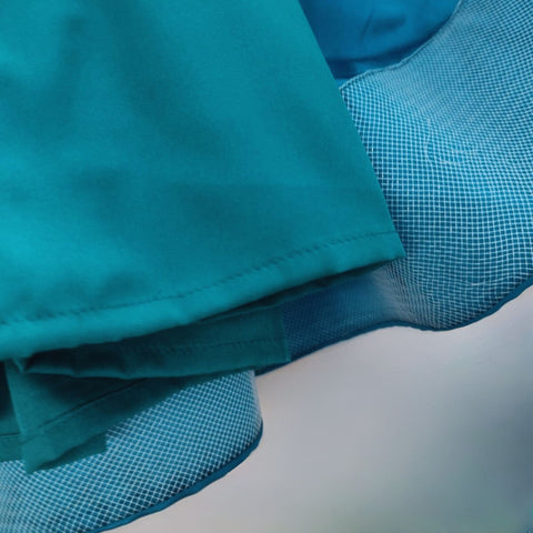 Pre-Order: Teal Blue Dress with Organza Flower Enhanced Shoulder and Ghera