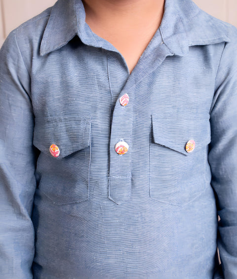 Pre-Order: Blue Denim Kurta with Pant