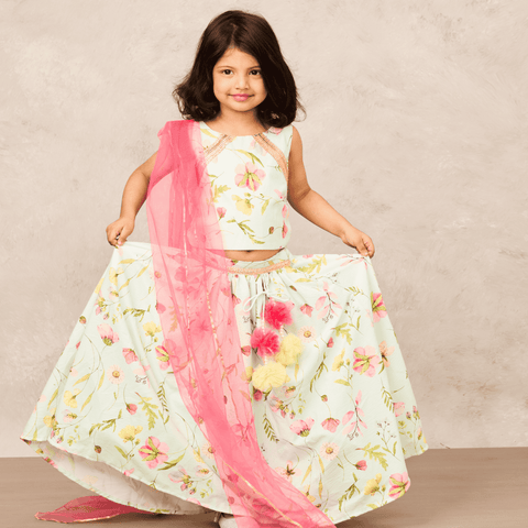 Pre-Order: Floral Green Ghagra Choli