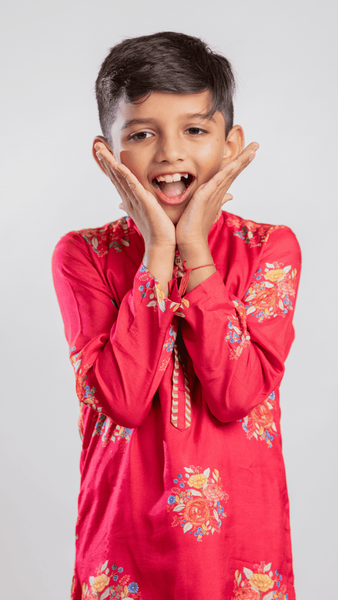 Pre-Order: RED BIG FLORAL KURTA SET