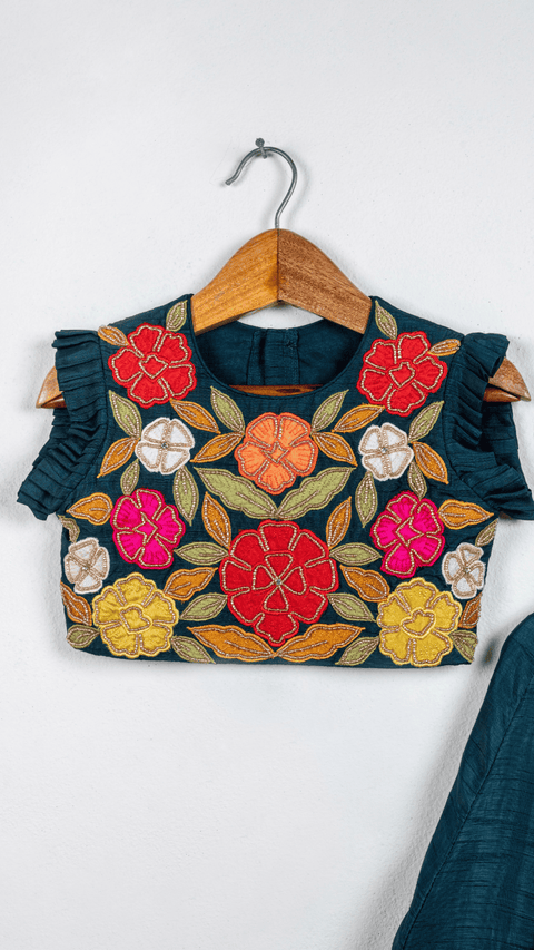 Pre-Order: Green Ghaghra with Floral emrboidery