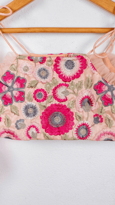 Pre-Order: Peach floral emroidered Ghaghra