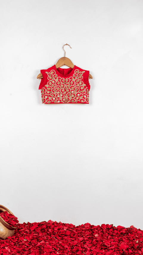 Pre-Order: Red Dori Embroidered Top with Palazzo