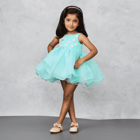 Pre-Order: Blue Mesh Organza Dress