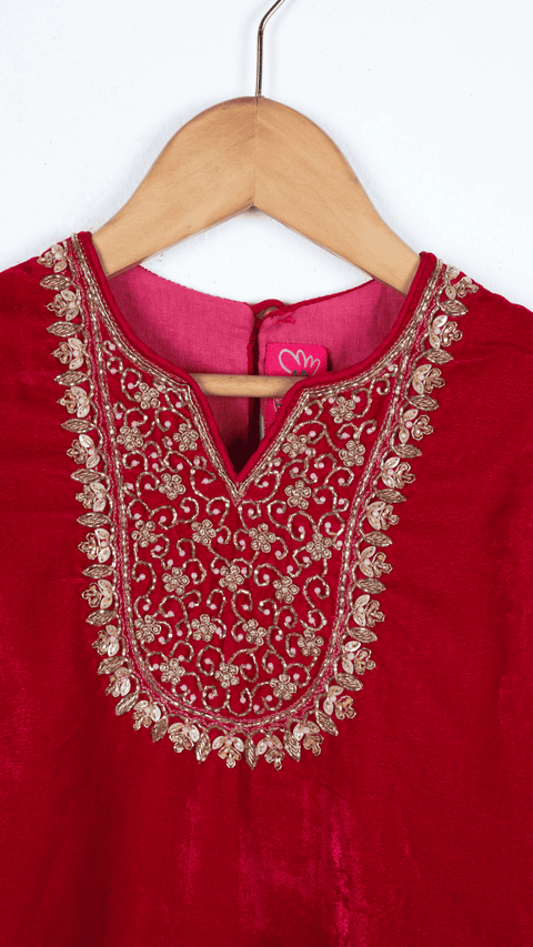 Pre-Order: Rani Pink Velvet Sharara Set