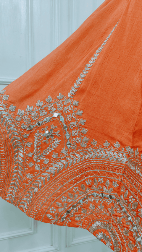 Pre-Order: Orange Embroidered Ghaghra