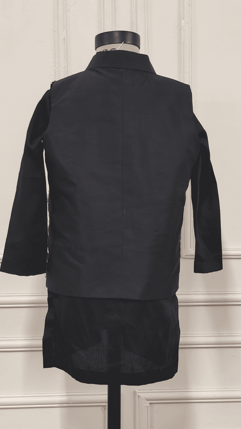 Pre-Order: Black Embroidered Nehru Kurta Set