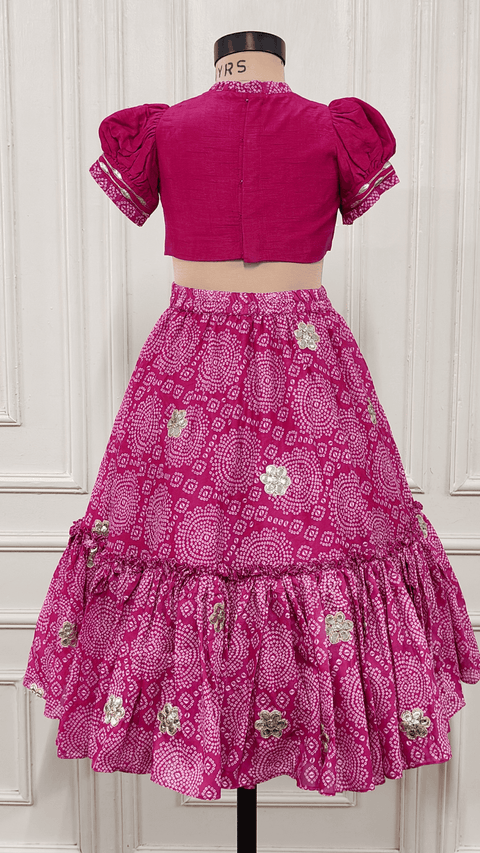 Pre-Order: Pink Bandhej Gota Ghaghra