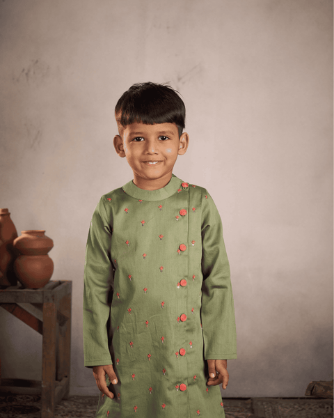 Pre-Order - OLIVE KURTA SET FOR BOYS