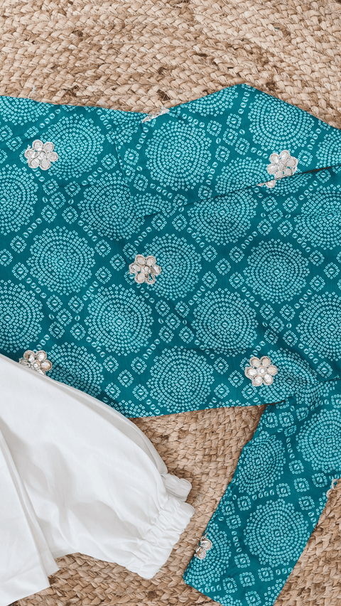 Pre-Order: Rama Green Bandhej Kurta