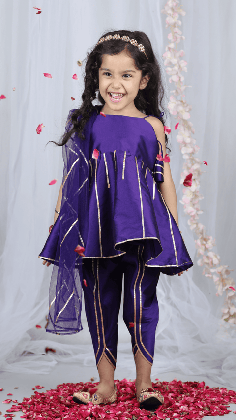 Pre-Order:Peplum Top wirh Tieable strings and gota work accompanied with Tulip Pants