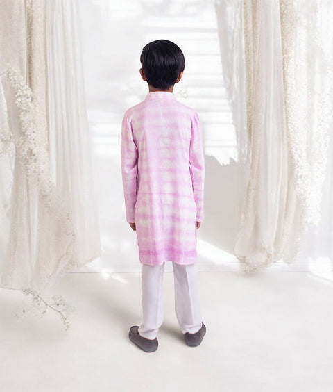 Pre-Order: Lilac Tie & Dye attached Jacket with Kurta and Pant