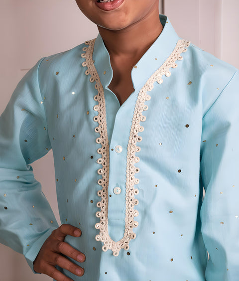 Pre-Order: Blue Mukesh Work Kurta with Pant