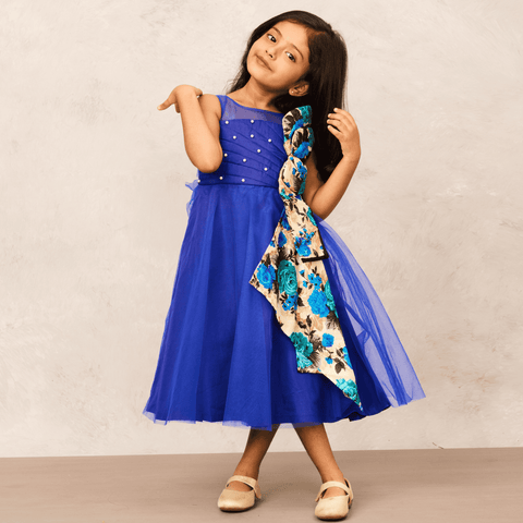 Pre-Order: Bow Detail Royal Blue Net Gown