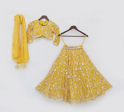 Pre Order: Yellow Parsi work Lehenga Choli