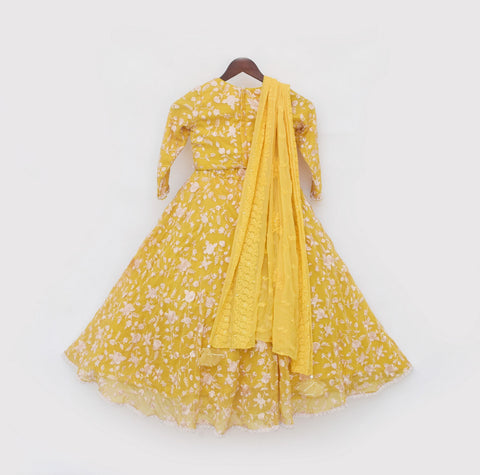 Pre Order: Yellow Parsi work Lehenga Choli