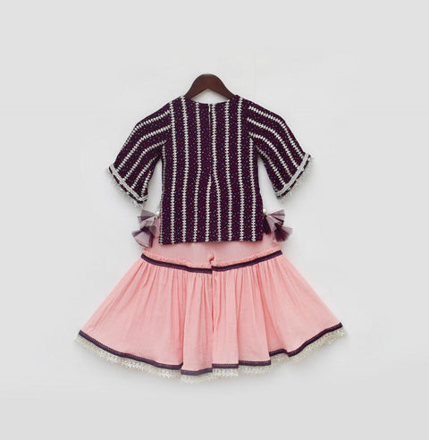 Pre Order: Purple Printed Kurti with Sharara