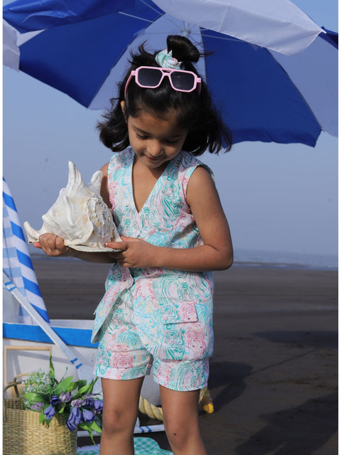 Pre-Order: Jacket Shorts Enlightened Tiger Print Pure Linen  Co-ords