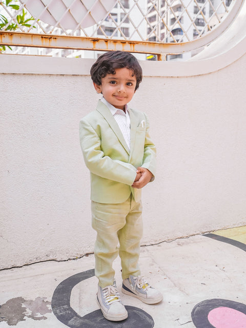 Pre-Order: Solid Green Pure Linen Blazer Only