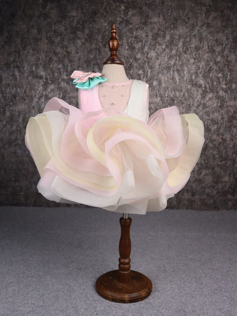 Pre-Order: Rainbow Shaded Stone Embellished Dress With Detachable Trail