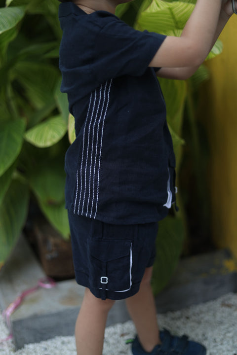 Pre-Order: Anchor Pocket Pure Linen  Premium Co-ords - Dark Blue