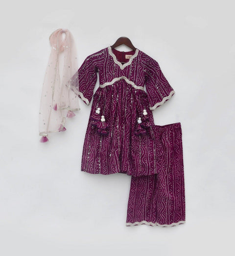 Pre Order: Purple Bandhaj Kurti with Pant