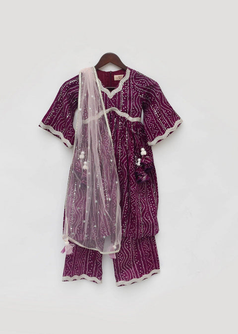 Pre Order: Purple Bandhaj Kurti with Pant