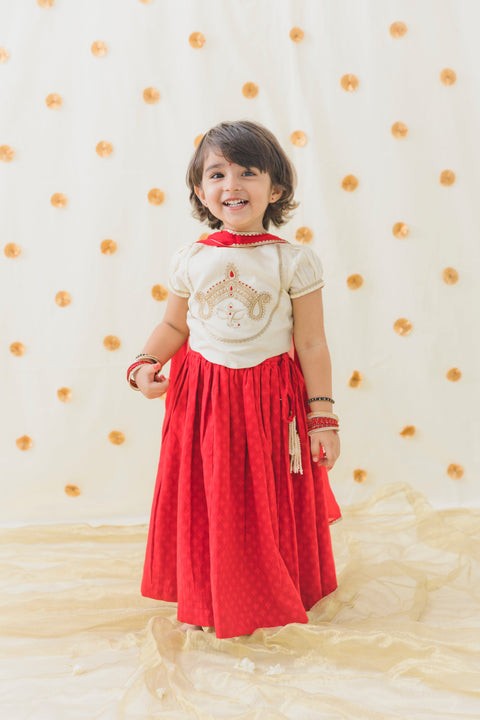 Pre-Order: Girls Devi Durga Lehenga Set