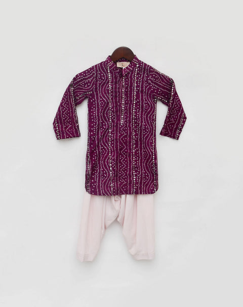 Pre Order: Purple Bandhaj Kurta with Salwar