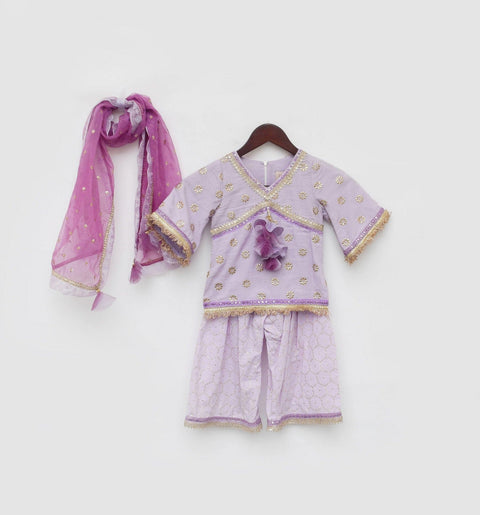 Pre Order: Lilac Embroidered Kurti with Sharara