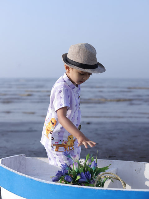 Pre-Order: Party Animals Themed Printed Pure Linen  Premium Co-ords