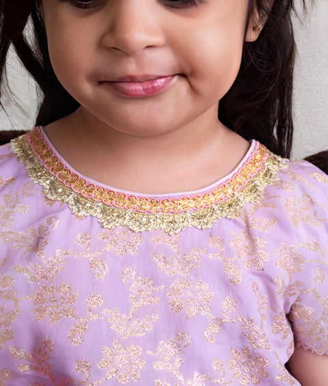 Pre-Order: Lilac Brocade Choli with Lehenga