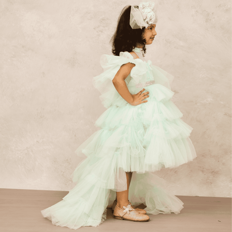 Pre-Order: Sophisticated Aqua Blue High Low Gown