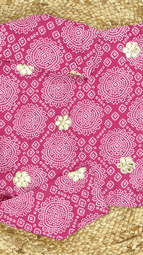 Pre-Order: Pink Bandhej Gota Kurta Churidaar